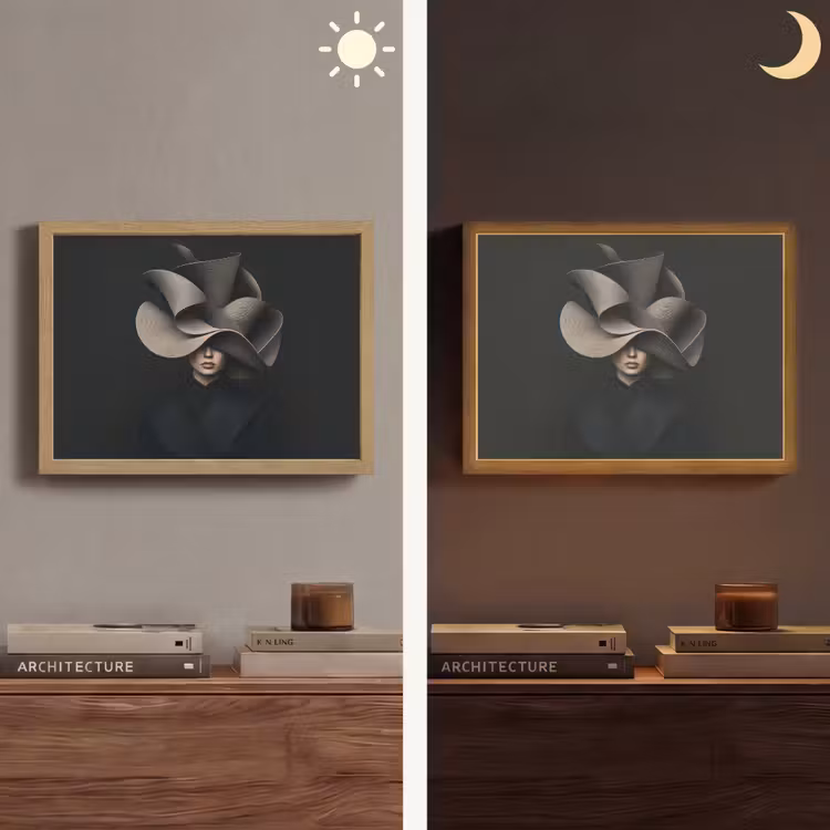 Zwarte - Hoed - Vrouw Light Box met batterij (Wandlamp) middel -sfeer3