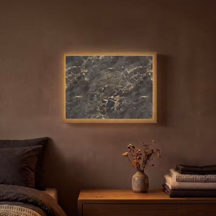 Zwart - Marmer - Goud - Nerf Light Box met batterij (Wandlamp) middel 907 -sfeer4
