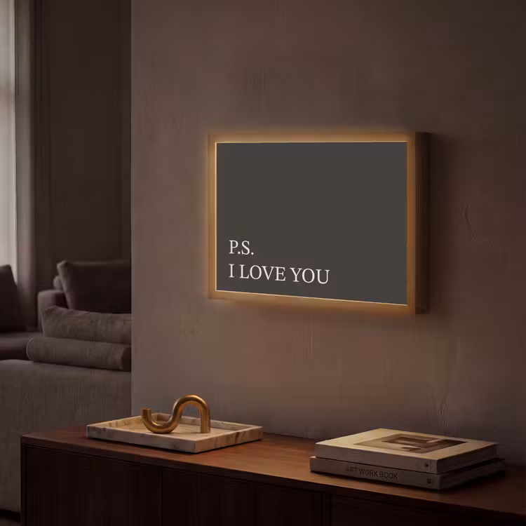 Zwart - Minimalistisch - Valentijn Light Box met batterij (Wandlamp) middel -sfeer1