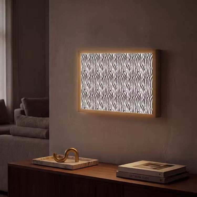 Zwart - Wit - Zebra - Patroon Light Box met batterij (Wandlamp) middel 907 -sfeer1