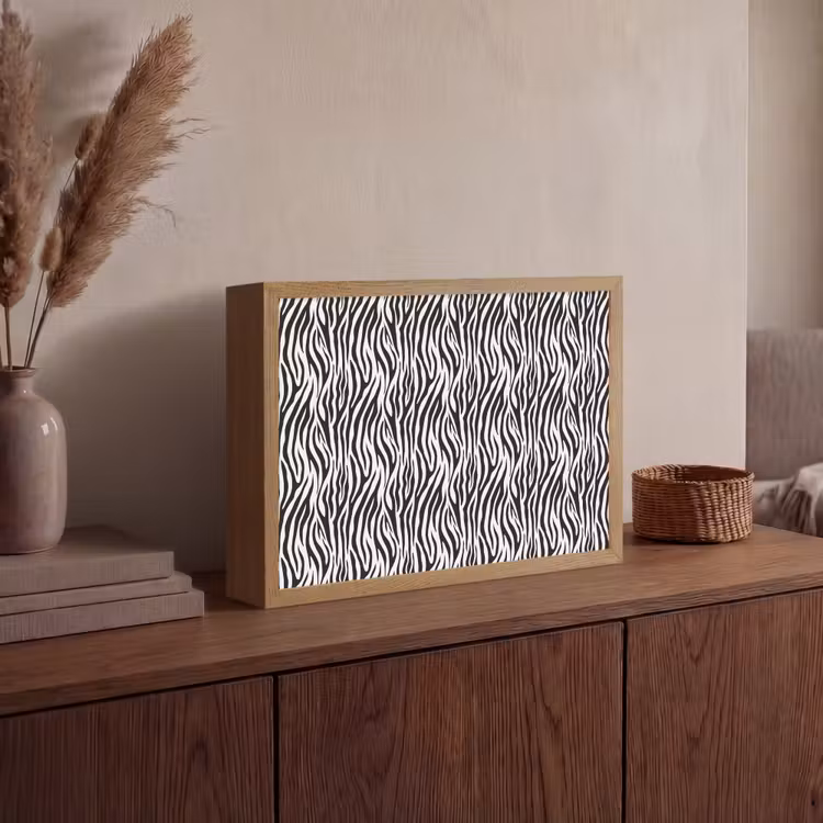Zwart - Wit - Zebra - Patroon Light Box met batterij (Wandlamp) middel 907 -sfeer2