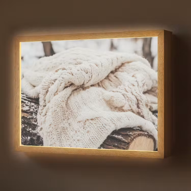Deken - Wit - Boomstronk - Winter - Sneeuw Light Box met batterij (Wandlamp) middel -z3d_website