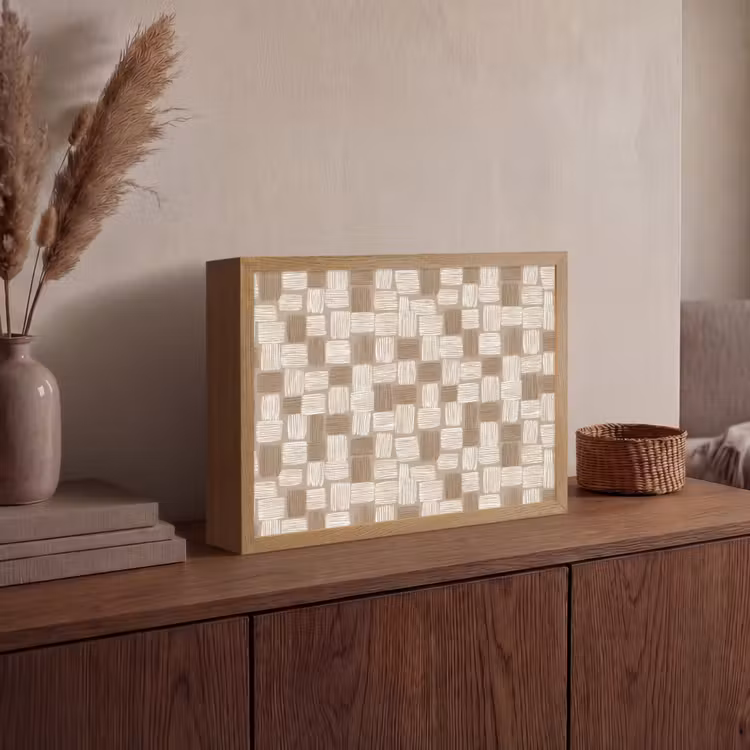 Blok - Patroon - Bruin Light Box met batterij (Wandlamp) middel 907 -sfeer2