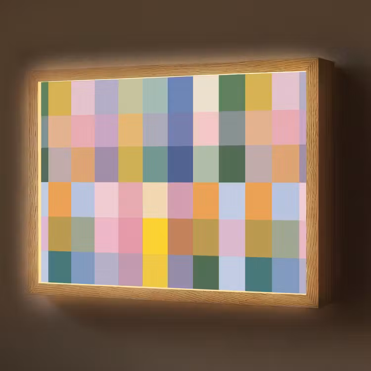 Blokken - Vierkant - Patroon - Gekleurd Light Box met batterij (Wandlamp) middel -z3d_website