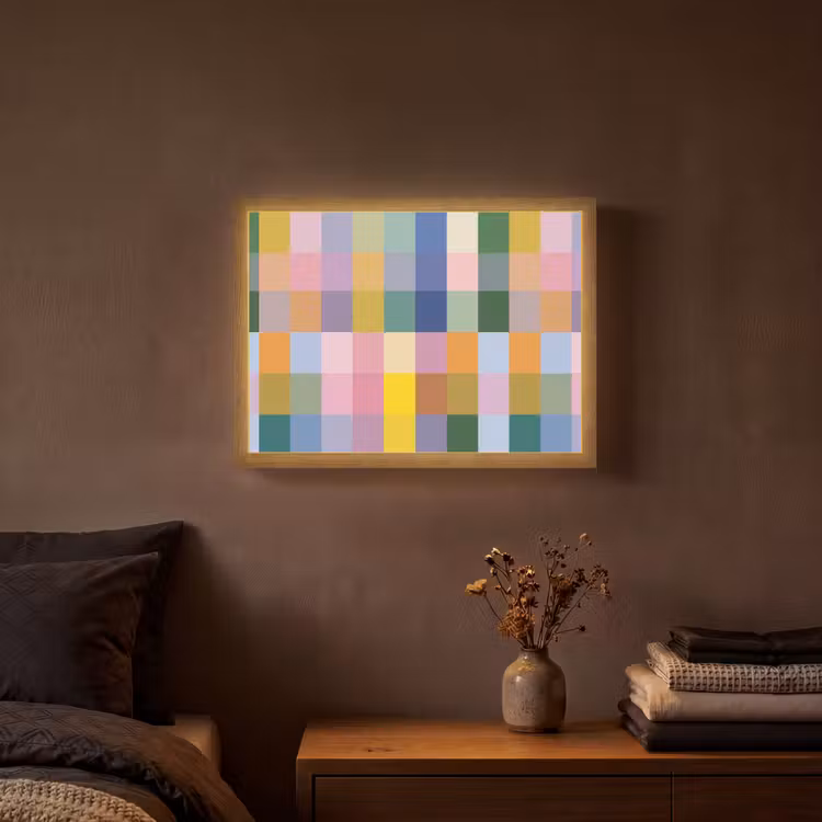 Blokken - Vierkant - Patroon - Gekleurd Light Box met batterij (Wandlamp) middel -sfeer4