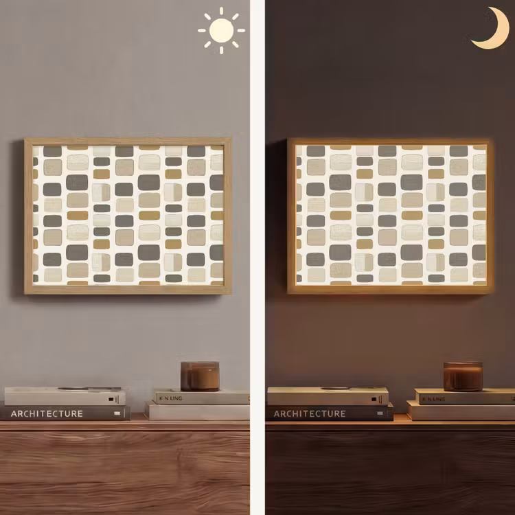 Blokken - Vintage - Grijs Light Box met batterij (Wandlamp) middel 907 -sfeer3