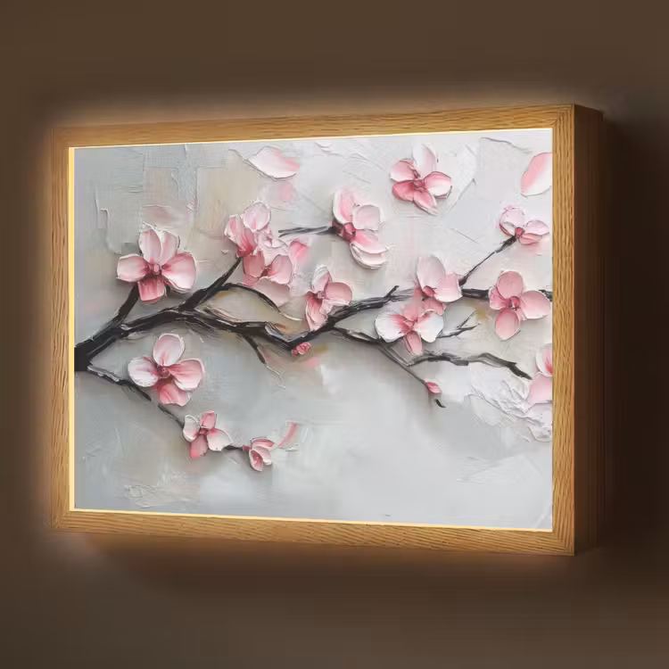 Bloesem - Kunstzinnig - Roze - Sakura Light Box met batterij (Wandlamp) middel -z3d_website