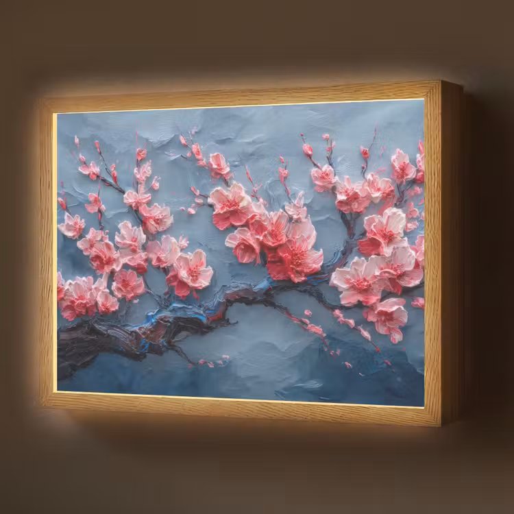 Bloesem - Bloem - Roze - Tak Light Box met batterij (Wandlamp) middel -z3d_website