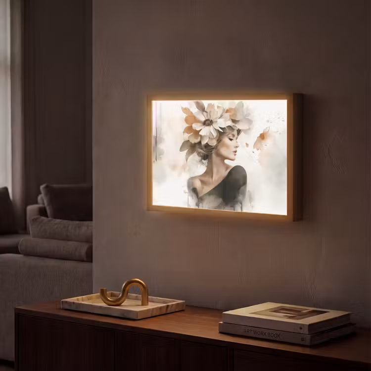 Bloesem - Portret - Gezicht Light Box met batterij (Wandlamp) middel -sfeer1