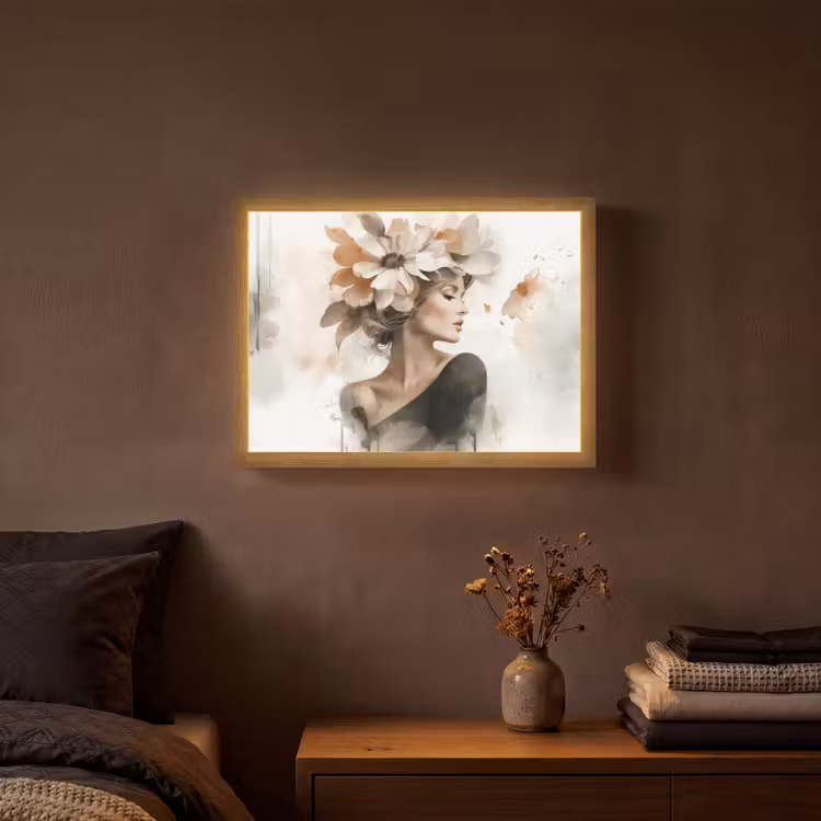 Bloesem - Portret - Gezicht Light Box met batterij (Wandlamp) middel -sfeer4