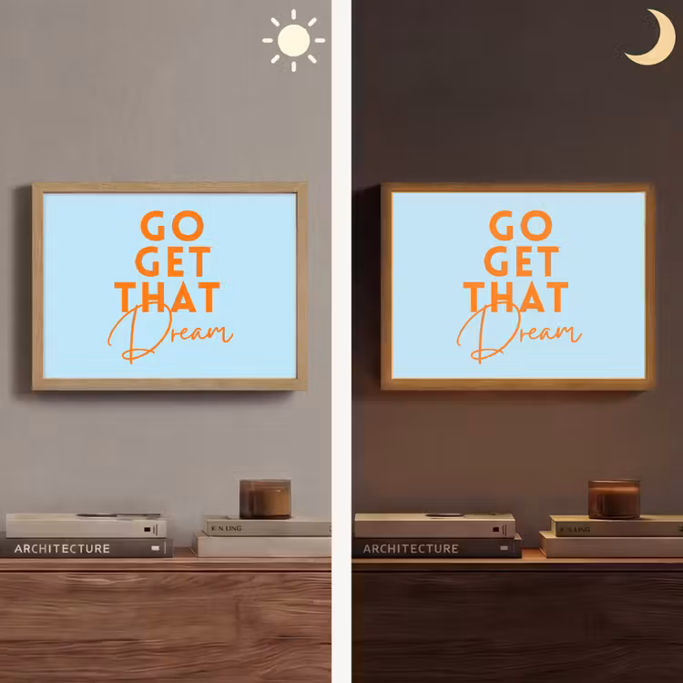 Blauw - Oranje - Tekst Light Box met batterij (Wandlamp) middel -sfeer3