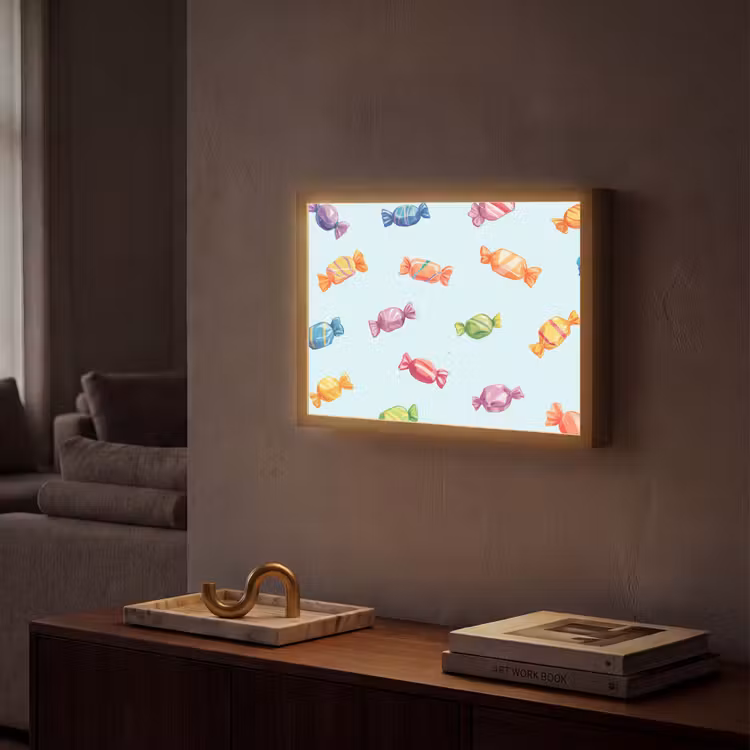 Blauw - Patroon - Snoep Light Box met batterij (Wandlamp) middel -sfeer1