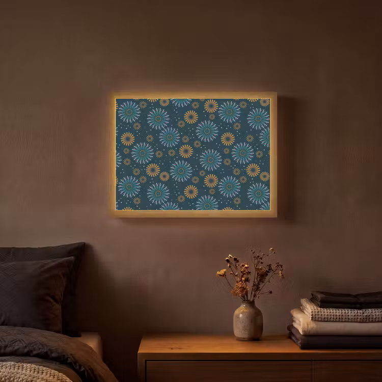 Blauw - Patroon - Retro Light Box met batterij (Wandlamp) middel 907 -sfeer4
