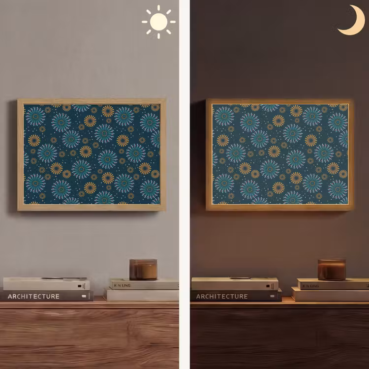Blauw - Patroon - Retro Light Box met batterij (Wandlamp) middel 907 -sfeer3