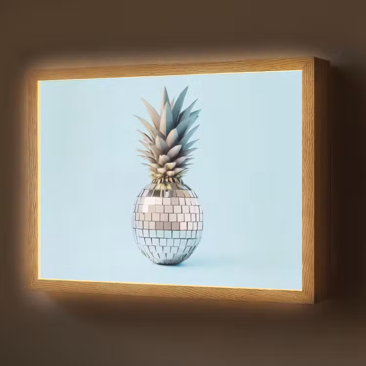 Blauw - Ananas - Disco - Discobal Light Box met batterij (Wandlamp) middel -z3d_website