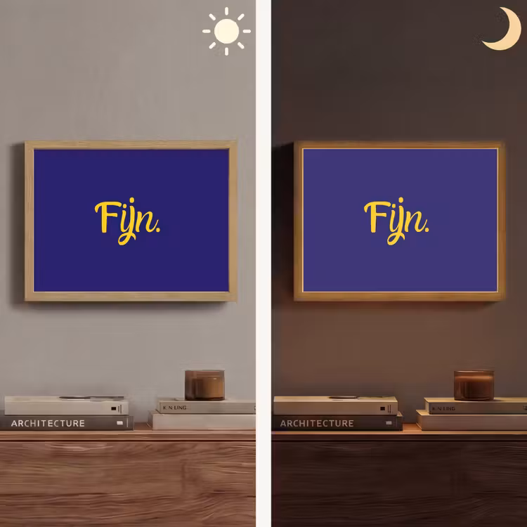 Blauw - Geel - Fijn Light Box met batterij (Wandlamp) middel -sfeer3
