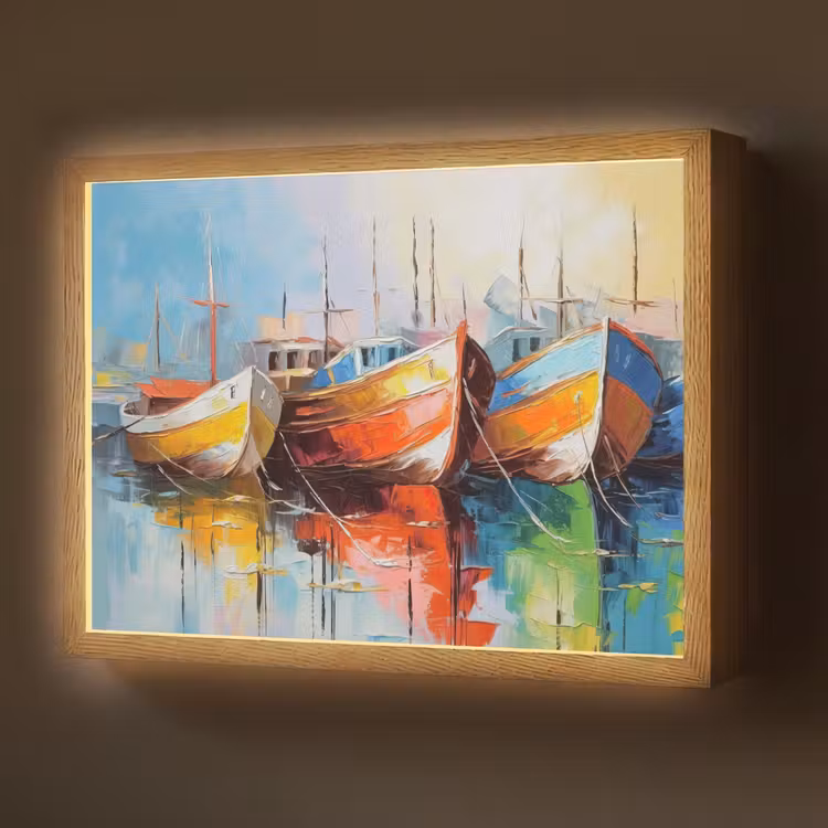 Boten - Kunst - Kleuren - Schilderij Light Box met batterij (Wandlamp) middel -z3d_website