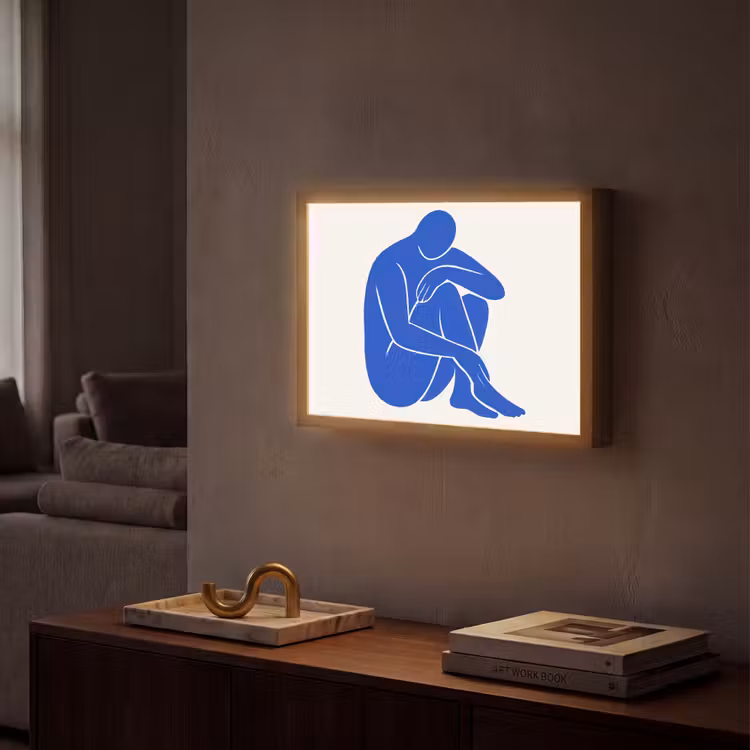Lichaam - Abstract - Blauw Light Box met batterij (Wandlamp) middel -sfeer1