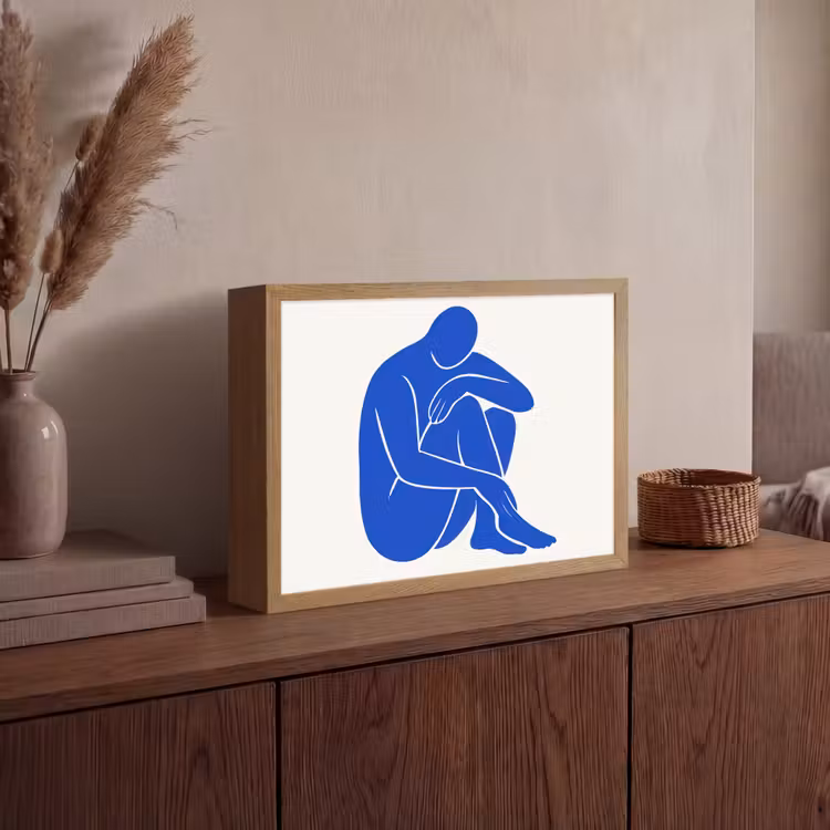 Lichaam - Abstract - Blauw Light Box met batterij (Wandlamp) middel -sfeer2
