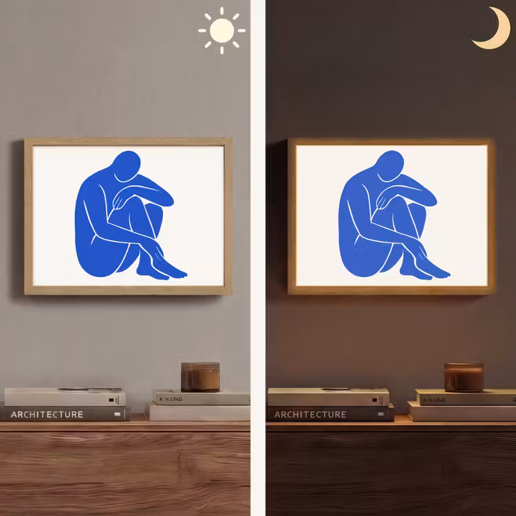 Lichaam - Abstract - Blauw Light Box met batterij (Wandlamp) middel -sfeer3