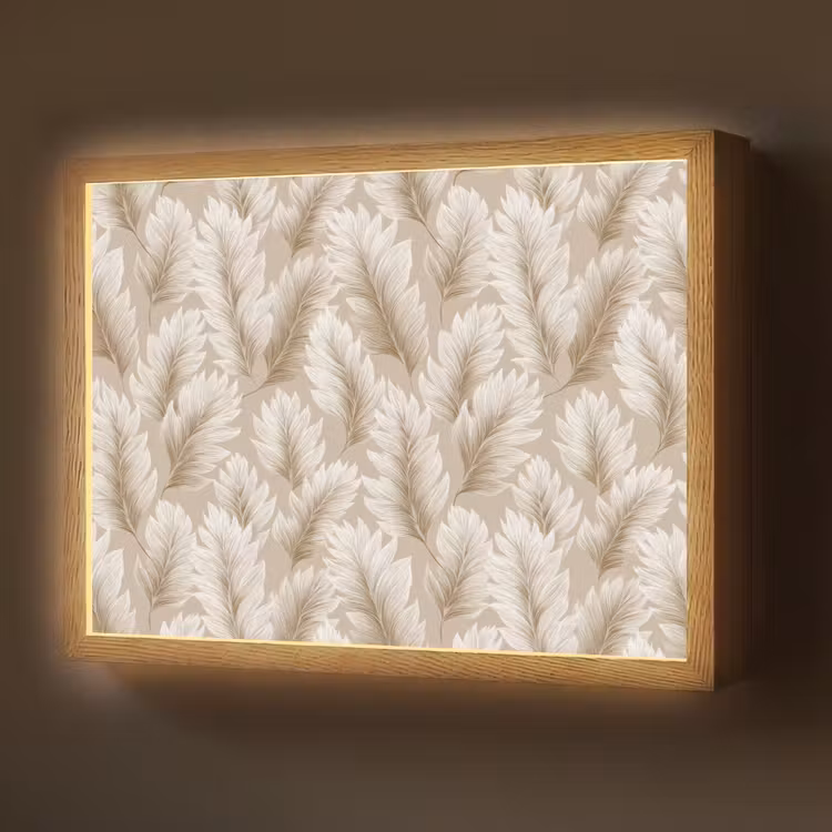 Botanisch - Patroon - Beige Light Box met batterij (Wandlamp) middel 907 -z3d_website