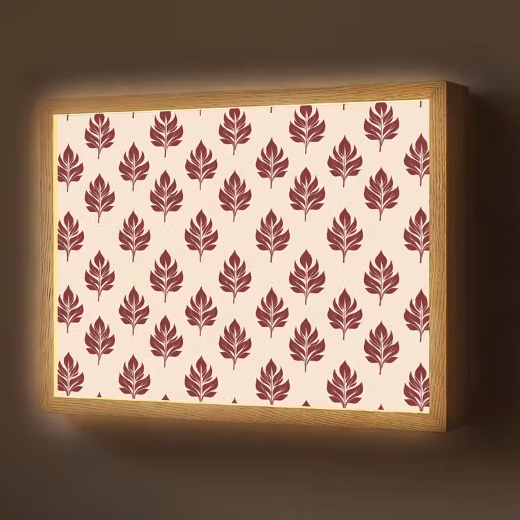 Botanisch - Patroon - Bordeaux Light Box met batterij (Wandlamp) middel 907 -z3d_website