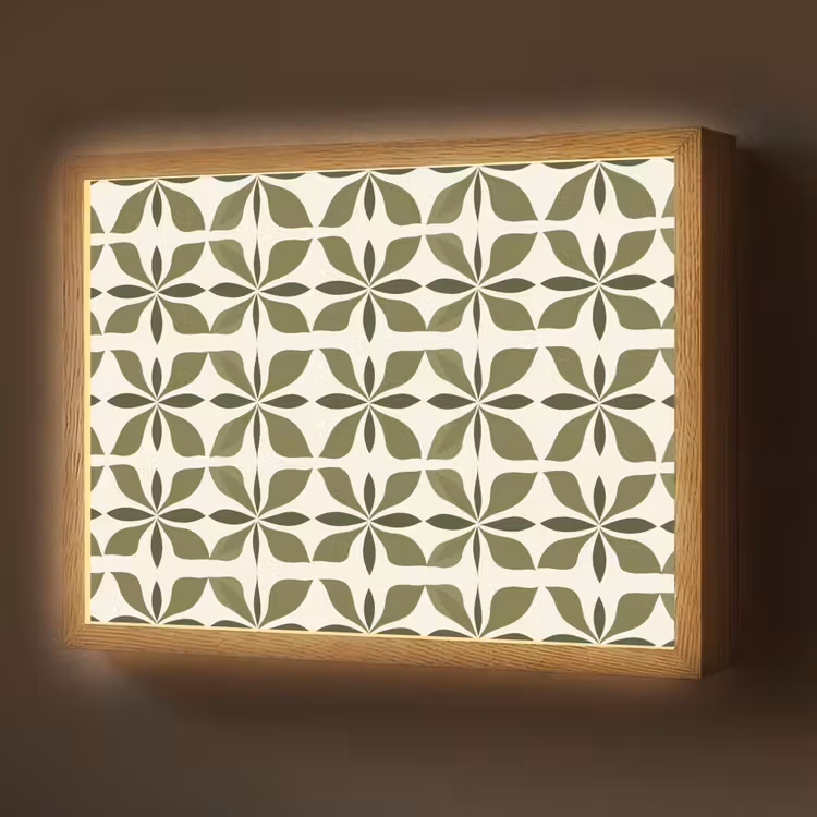 Botanisch - Retro - Groen Light Box met batterij (Wandlamp) middel 907 -z3d_website