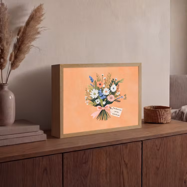 Boeket - Strikje - Quote Light Box met batterij (Wandlamp) middel -sfeer2