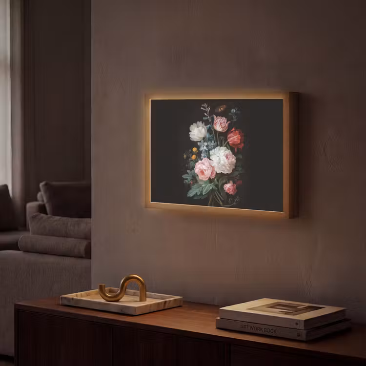 Boeket - Kleurrijk - Klassiek Light Box met batterij (Wandlamp) middel -sfeer1