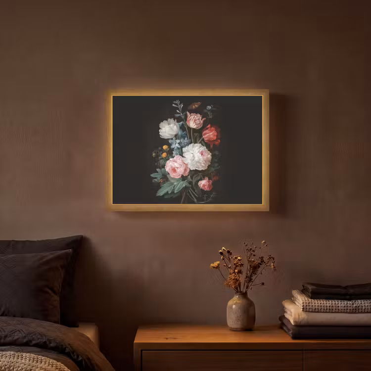 Boeket - Kleurrijk - Klassiek Light Box met batterij (Wandlamp) middel -sfeer4