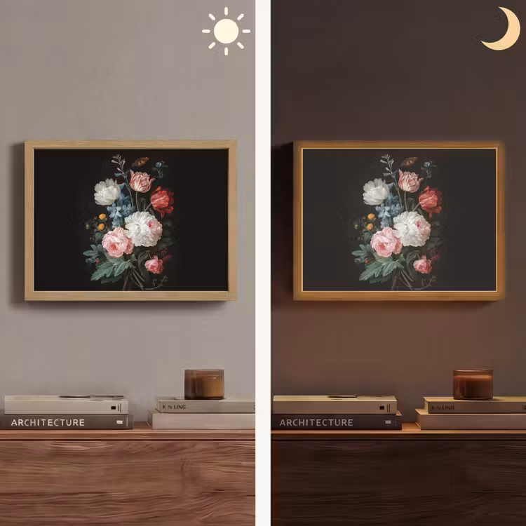 Boeket - Kleurrijk - Klassiek Light Box met batterij (Wandlamp) middel -sfeer3