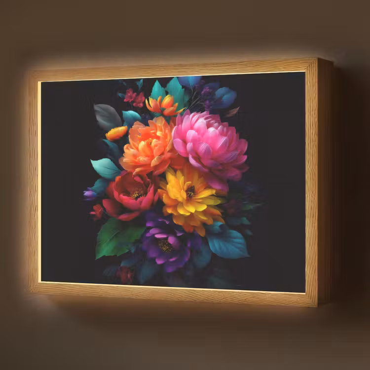 Boeket - Bloemen - Kleur Light Box met batterij (Wandlamp) middel -z3d_website