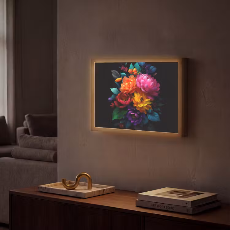 Boeket - Bloemen - Kleur Light Box met batterij (Wandlamp) middel -sfeer1