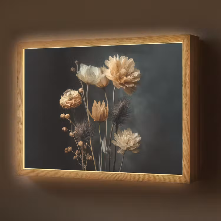 Boeket - Bloemen - Licht - Zwart Light Box met batterij (Wandlamp) middel -z3d_website