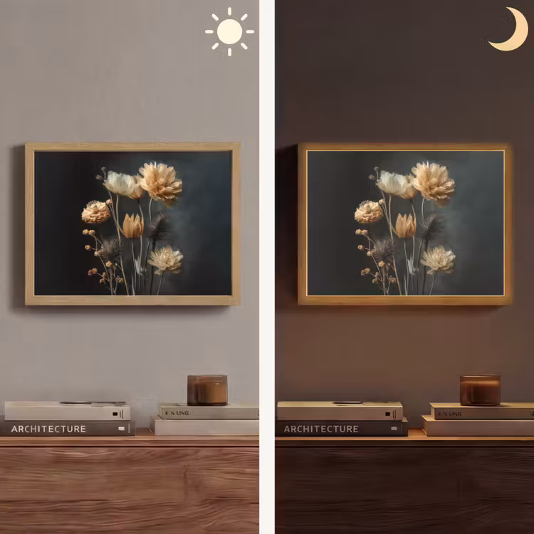 Boeket - Bloemen - Licht - Zwart Light Box met batterij (Wandlamp) middel -sfeer3