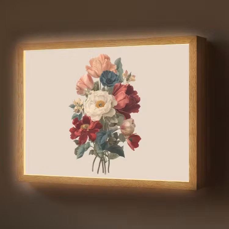 Boeket - Warme tinten - Elegant Light Box met batterij (Wandlamp) middel -z3d_website