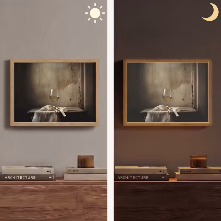 Strik - Beige - Witte - Wijn Light Box met batterij (Wandlamp) middel -sfeer3