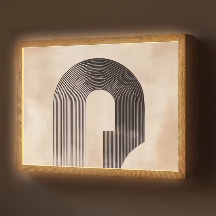 Boog - Strepen - Minimalistisch - Zwart Light Box met batterij (Wandlamp) middel -z3d_website
