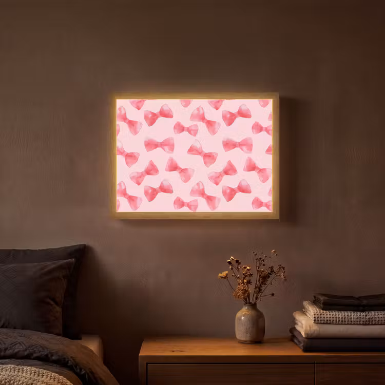 Strikken - Aquarel - Roze Light Box met batterij (Wandlamp) middel 907 -sfeer4