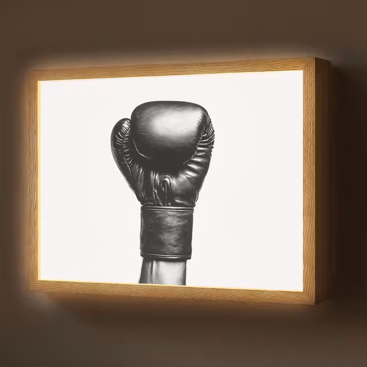 Bokshandschoen - Zwart - Hand Light Box met batterij (Wandlamp) middel -z3d_website