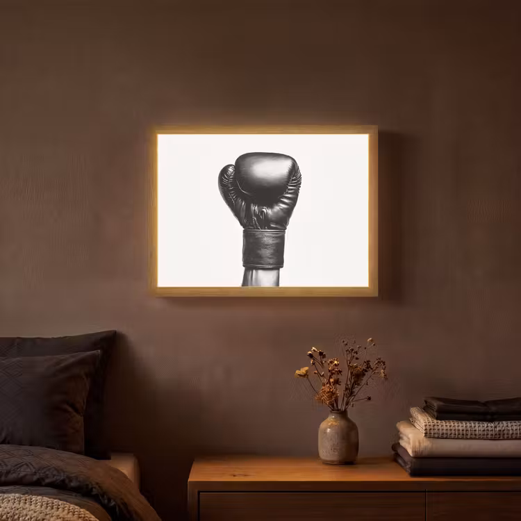 Bokshandschoen - Zwart - Hand Light Box met batterij (Wandlamp) middel -sfeer4