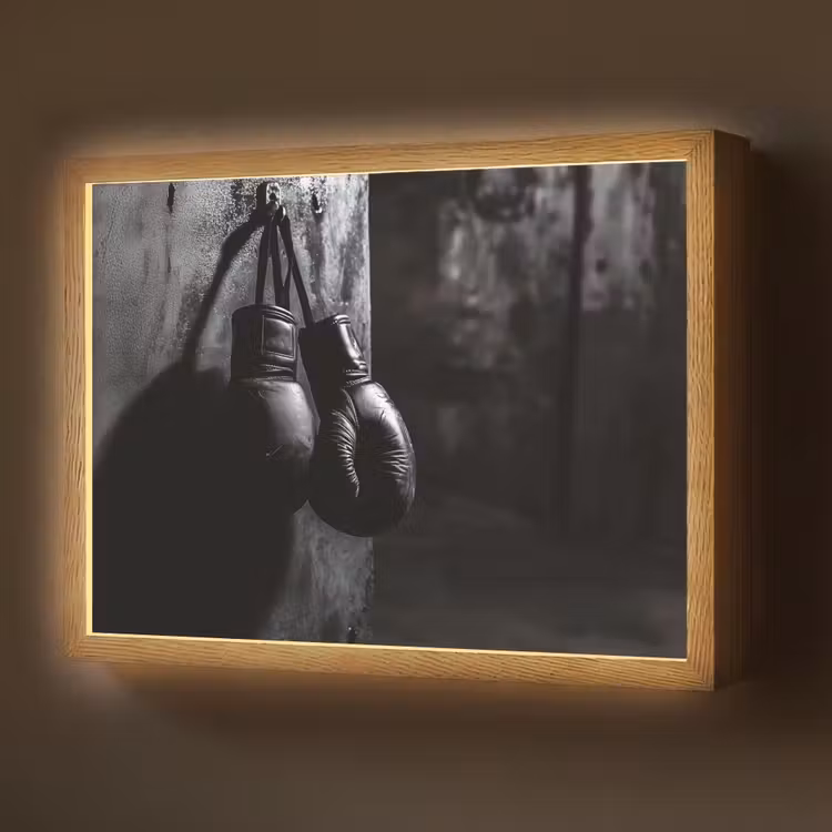 Bokshandschoenen - Muur - Duister - Zwart Light Box met batterij (Wandlamp) middel -z3d_website