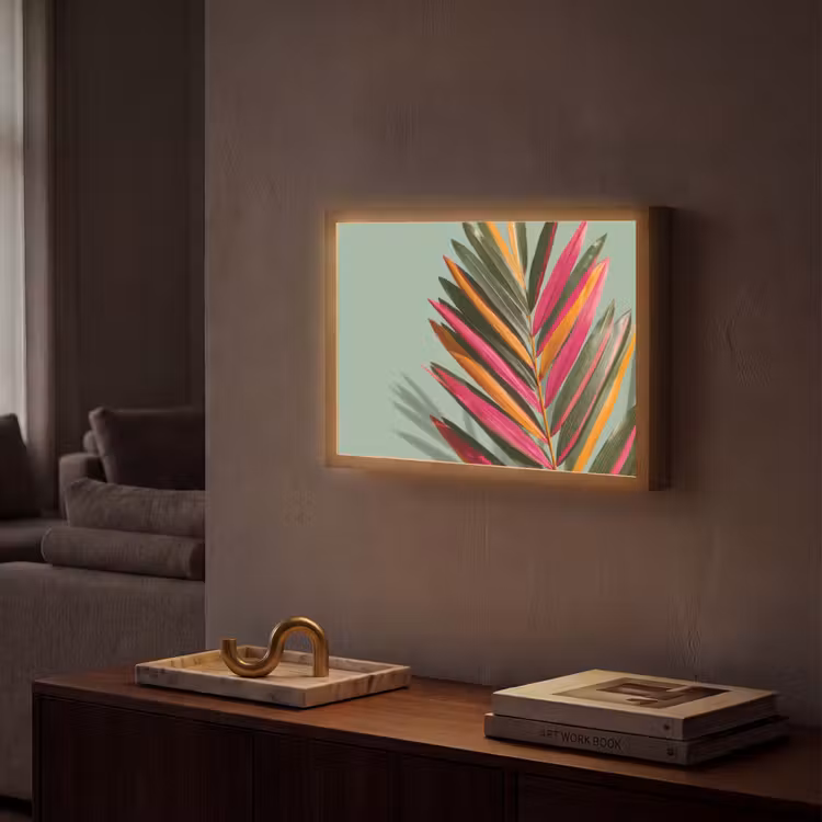 Tak - Bladeren - Kleurrijk - Schaduw Light Box met batterij (Wandlamp) middel -sfeer1