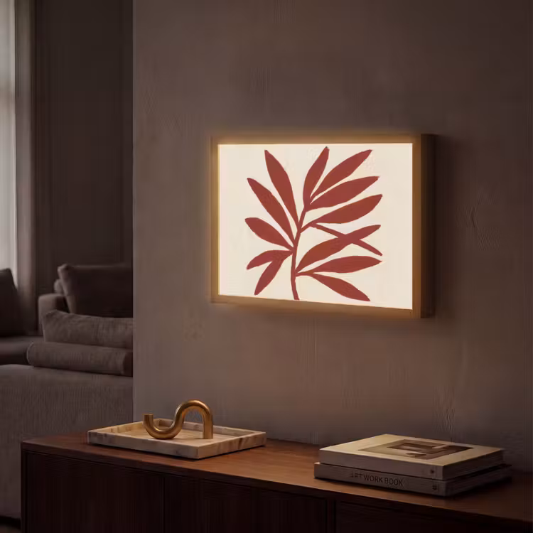 Tak - Bladeren - Rood Light Box met batterij (Wandlamp) middel -sfeer1