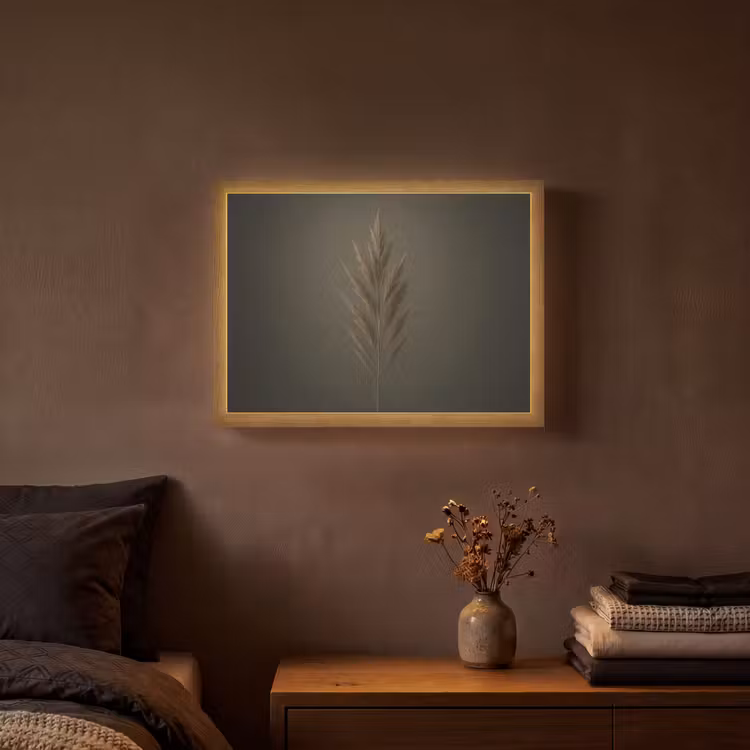 Tak - Pluimgras - Donkerbruin Light Box met batterij (Wandlamp) middel -sfeer4