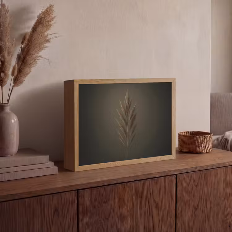 Tak - Pluimgras - Donkerbruin Light Box met batterij (Wandlamp) middel -sfeer2