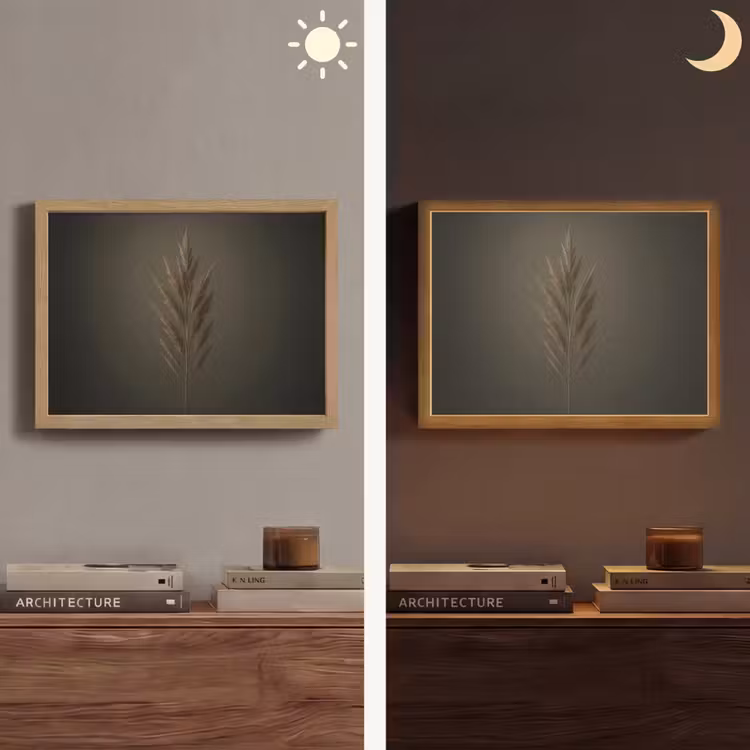 Tak - Pluimgras - Donkerbruin Light Box met batterij (Wandlamp) middel -sfeer3
