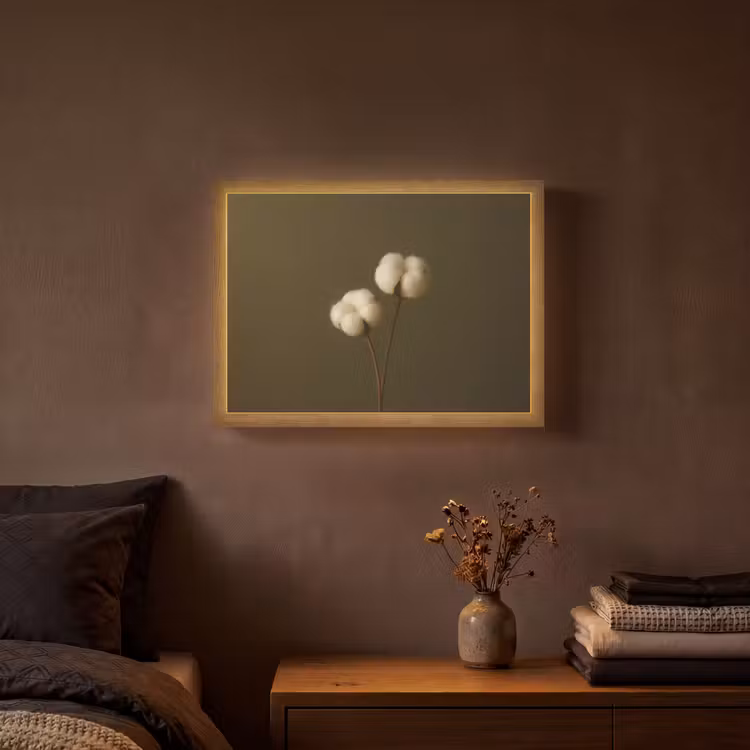 Takken - Katoen - Wit - Bollen Light Box met batterij (Wandlamp) middel -sfeer4