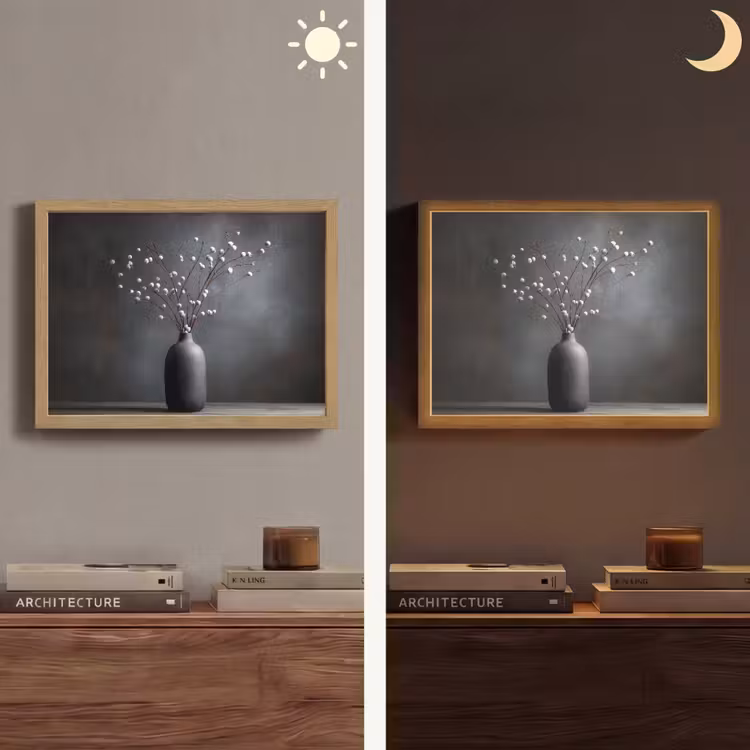 Takken - Vaas - Bolletjes - Wit Light Box met batterij (Wandlamp) middel -sfeer3