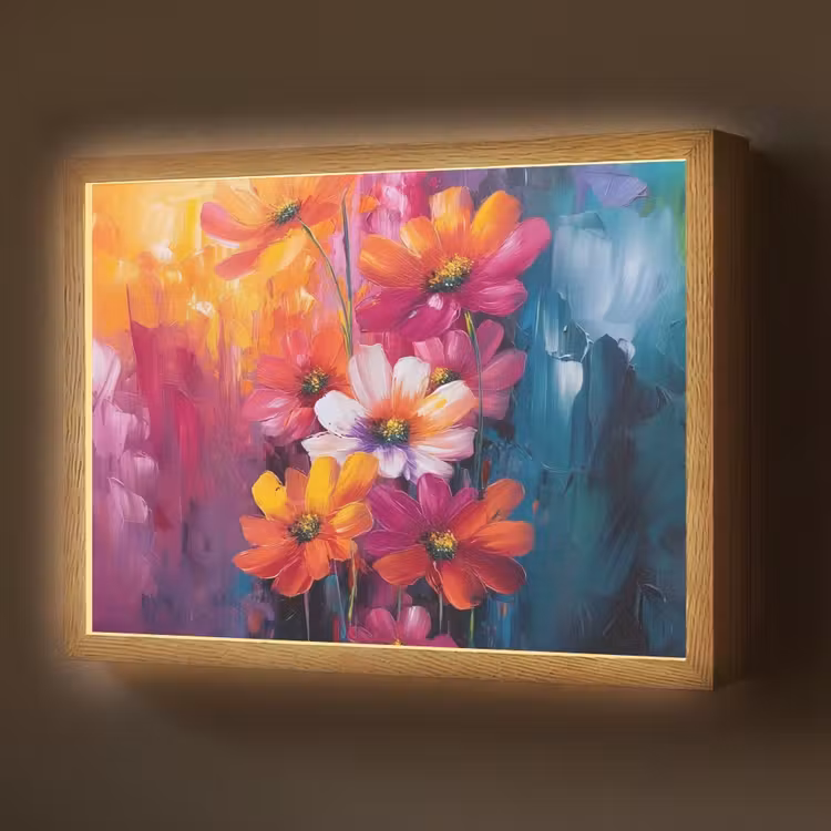 Felle bloemen - Dynamisch - Levendig Light Box met batterij (Wandlamp) middel -z3d_website